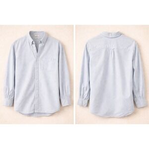 John Galt Blue Stripe Button Down Shirt Oversized Coastal Casual Women's